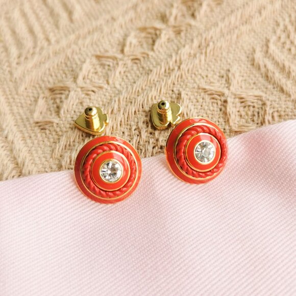 Kate Spade Know The Ropes Mixed Media Red Stud Earrings in Gold - Picture 3 of 3